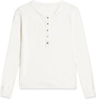 Fortela Coralie Long Sleeve Henley T-Shirt in White at Nordstrom, Size X-Small