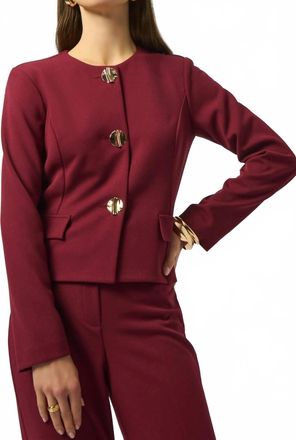Joseph Ribkoff Long Sleeve Boxy Blazer Jacket In Merlot