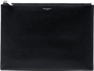 Saint Laurent Pre-owned Clutches, female, Black, Size: ONE SIZE Pre-owned Leather Clutch