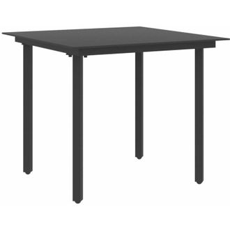 vidaXL Mesa De Comedor De Jard&iacute;n Acero Y Vidrio Negro 80x80x74 Cm Vidaxl