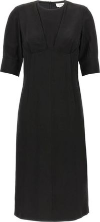 Sportmax Sele Viscose Crew Neck Dress - Dames - Casual kleedjes - Zwart - S - Leer - Kleedjes
