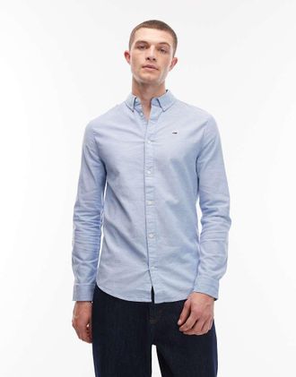 Tommy Hilfiger Tommy Jeans - Camicia Oxford slim fit elasticizzata blu