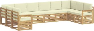 vidaXL Conjunto De Sof&aacute;s De Exterior 7 Uds. Blanco Y Crema Poli&eacute;ster Vidaxl