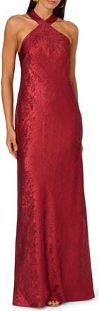 Adrianna Papell Foiled Trumpet Gown in Wine at Nordstrom, Size 12