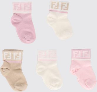 Fendi Set 5 paia di calzini da neonato in cotone con monogramma FF