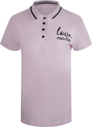 Moschino Womens Love Signature Logo Pink Polo Shirt Cotton - Size X-Large
