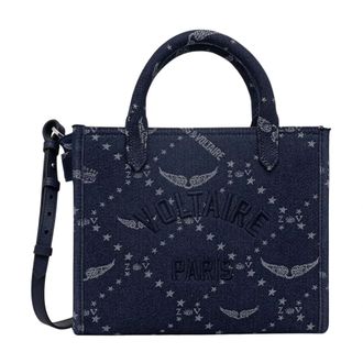 Zadig&Voltaire Tassen, Dames, Blauw, ONE Size, Katoen, Angel Tote XS