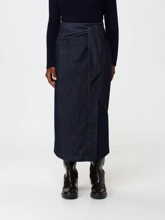 Emporio Armani Gonna midi a tubino in denim di cotone a vita alta
