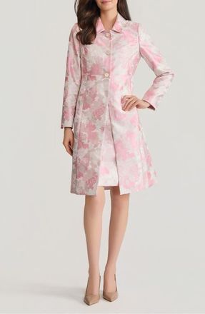 Kasper Floral Long Jacket in Tutu Pink Multi at Nordstrom, Size 12