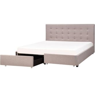 Beliani Beliani - Cama con almacenaje de poliéster gris claro negro 180 x 200 cm La Rochelle