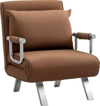 OEM Sill&oacute;n Cama Individual 2 En 1 Sof&aacute; Cama Plegable Con Respaldo Ajustable Y Coj&iacute;n Para Sala Dormitorio 65x69x80 Cm Marr&oacute;n