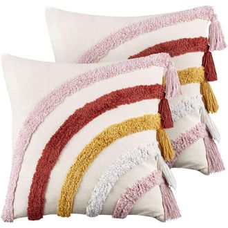 Beliani Beliani - 2 Cuscini decorativi in cotone con motivo arcobaleno multicolore 45 x 45 cm Rainstar