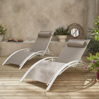 Sweeek Set 2 lettini prendisole in alluminio textilene multiposizione