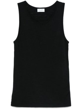 Saint Laurent logo-embroidered tank top - Black