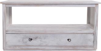 Hhg Hhg - Nunca Usado] Estante Para Tv Mesa Baja Estante Para Tv, Aspecto Desgastado, Vintage, Blanco