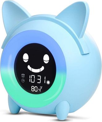 OEM L&aacute;mpara Despertador Infantil Con Luz Nocturna, 5 Colores, Brillo Ajustable, Altavoces, Temporizador, Indicador Autom&aacute;tico De Temperatura, Ideal Para F