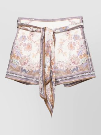 Zimmermann high waist shorts belt scarf detail