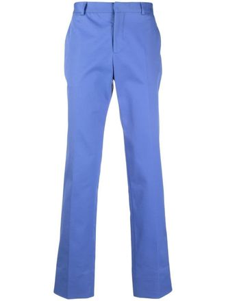 Moschino logo-embroidered tailored trousers - men - Cotton/Elastane/Cupro/Acetate - 54 - Blue