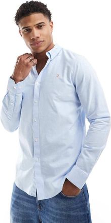 Farah Brewer slim fit long sleeve shirt in light blue