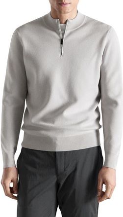 Mango Comfort Quarter Zip Sweater in Ice Grey at Nordstrom, Size X-Large