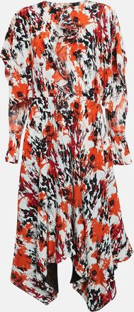 Roberto Cavalli Multicolor Silk Asymmetric Midi Dress