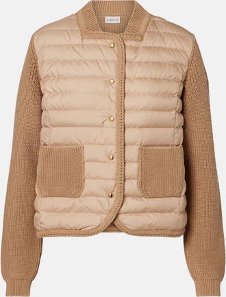 Moncler Down-paneled cotton cardigan