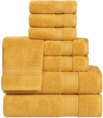 Superior Belmont Zero Twist Cotton Medium Weight Soft Absorbent 8Pc Towel Set