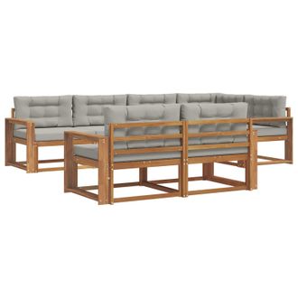 vidaXL Conjunto De Sof&aacute;s De Exterior 7 Pcs Natural Y Gris Claro Vidaxl