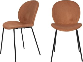 Zuiver Lote de 2 sillas de terciopelo acanalado y metal - Terracota