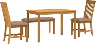 vidaXL Conjunto De Comedor 4 Uds. Gris Madera De Roble S&oacute;lido Vidaxl