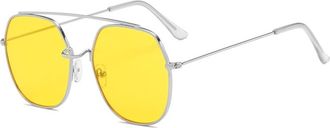 Generic Mens Metal Driving Sunglasses Vacation Commuter Womens Sports Sun Glasses(Yellow)