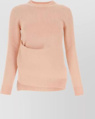 Jil Sander ribbed crew neck knit with side slits