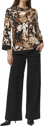 Joseph Ribkoff Animal Print Mock Neck Long Sleeves Top In Beige/black