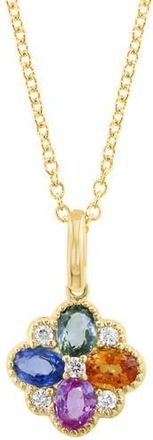 Effy 14K Gold Diamond & Sapphire Pendant Necklace in Multi Gold at Nordstrom Rack, Size 18
