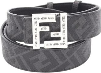 Fendi Pre-owned Belts, male, Black, Size: ONE SIZE Pre-owned FF Square Leather Belt