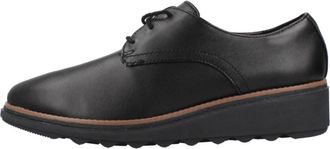 Clarks Stijlvolle Leren Veterschoenen - Dames - Veterschoenen - Zwart - 36 EU - Leer - Schoenen