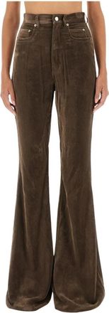 Rick Owens Velvet Flare Pants - Dames - Wijde Broeken - Bruin - W27 - Broeken