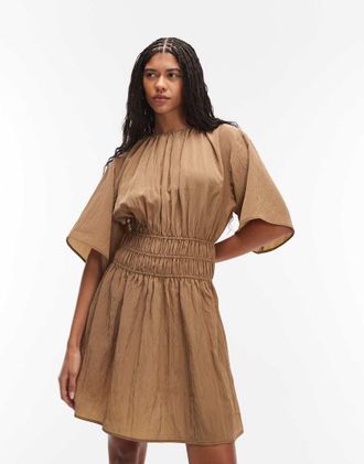 & Other Stories Vestito in cotone e nylon giallo scuro con coulisse in vita-Nero