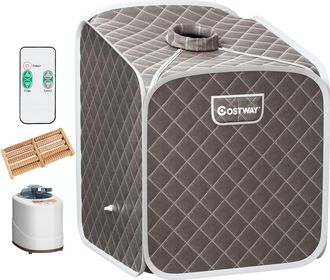 Costway Costway Sauna De Vapor Port&aacute;til, Tienda De Sauna Plegable De 2l Con Silla, 9 Niveles De Temperatura Ajustable, Fumigaci&oacute;n 1050w, Spa Individual, Desin