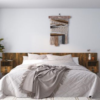 vidaXL Cabecero De Cama Con Mesitas Madera Contrachapada Roble Ahumado Vidaxl