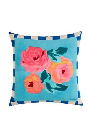 Lisa Corti Nizam Stripes Blue Natural 45x45 Cushion Covers