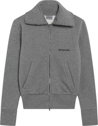 Balenciaga Fitted Zip Up Jacket - Dames - Vesten met rits - Grijs - M - Katoen - Hoodies & sweatvesten