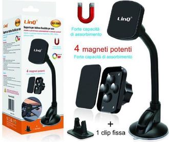 Trade Shop Trade Shop - Supporto Da Auto Universale Per Smartphone Flessibile A Ventosa Magnetico Hd-2563