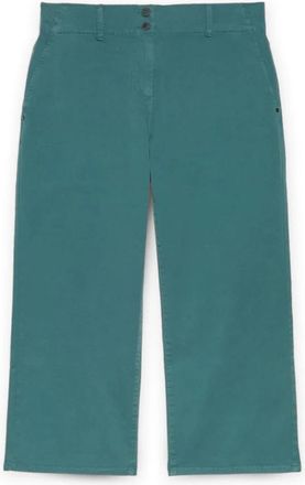Fiorella Rubino Gecropte Katoenmix Broek - Dames - Vrijetijds broeken - Blauw - XL - Katoen - Broeken