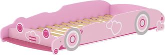 OEM Cama Infantil 70x140 Cm Con Barrera Antica&iacute;das Y Somier Cabecero En Forma De Coche Rosa