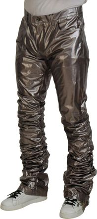 Dolce & Gabbana Mens Silver Metallic Nylon Stretch Pants