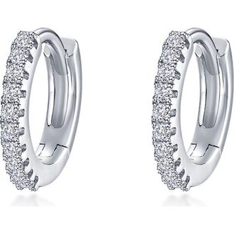 Lafonn Pav&eacute; Simulated Diamond Huggie Hoop Earrings in Silver at Nordstrom