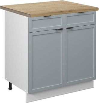 Vicco Mueble Bajo De Cocina Fame-line, Azul Claro-gris, 80 Cm, Et Roble