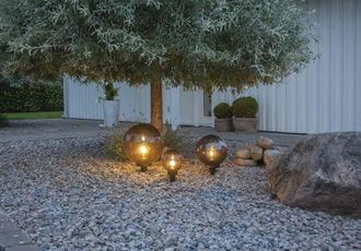 Eglo Lampada Da Esterno, Lampada A Innesto, Lampada Da Giardino E27, Picchetto Da Terra, Nero, Sfera Da Giardino, H 44 Cm