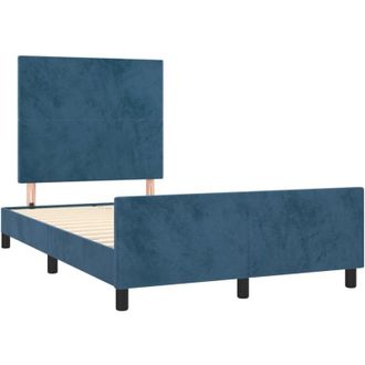 vidaXL Vidaxl - Estructura De Cama Sin Colch&oacute;n Terciopelo Azul Oscuro 120x190cm